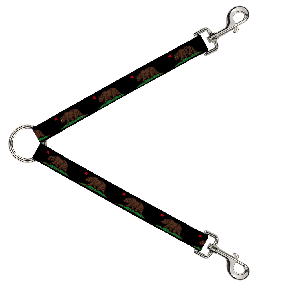 Dog Leash Splitter - California Flag Bear Black Dog Leash Splitters Buckle-Down   