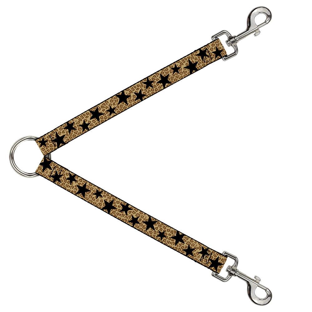 Dog Leash Splitter - Cheetah/Stars Tan/Black Dog Leash Splitters Buckle-Down   