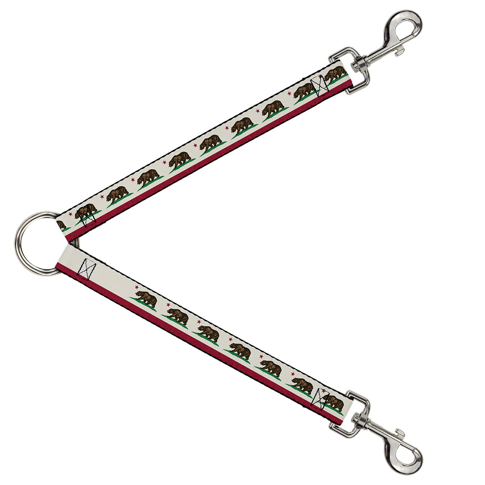Dog Leash Splitter - California Flag Bear Weathered White Dog Leash Splitters Buckle-Down   