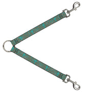 Dog Leash Splitter - Cross Repeat Leopard Turquoise/Pink Dog Leash Splitters Buckle-Down   