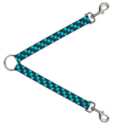 Dog Leash Splitter - Checker Trio Baby Blue/Black/Turquoise Dog Leash Splitters Buckle-Down   