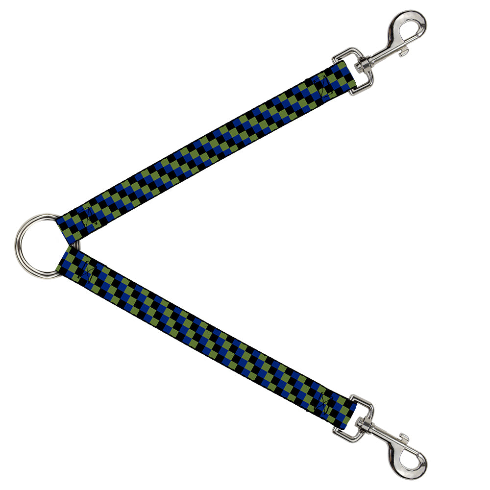 Dog Leash Splitter - Checker Trio Green/Black/Blue Dog Leash Splitters Buckle-Down   