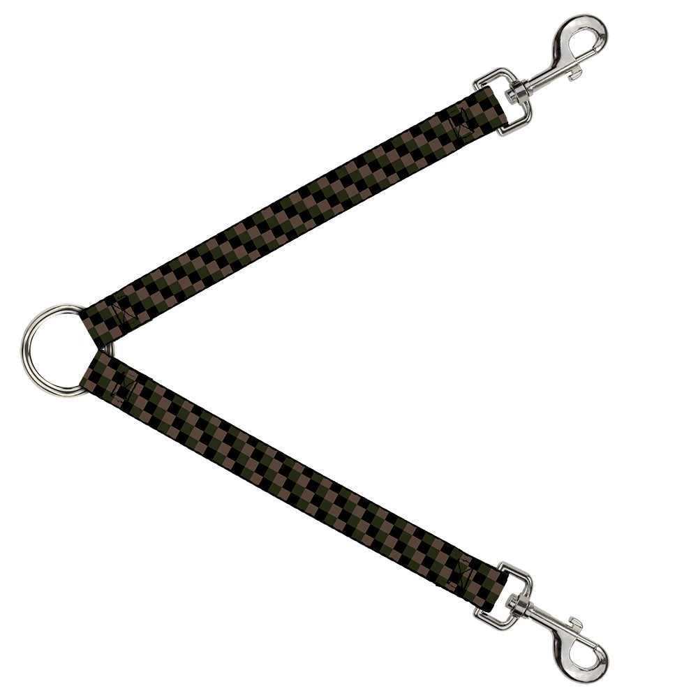 Dog Leash Splitter - Checker Trio Tan/Black/Olive Dog Leash Splitters Buckle-Down   