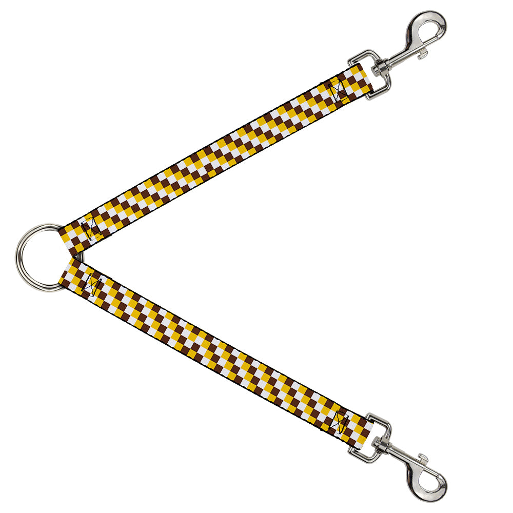 Dog Leash Splitter - Checker White/Gold/Brown Dog Leash Splitters Buckle-Down   