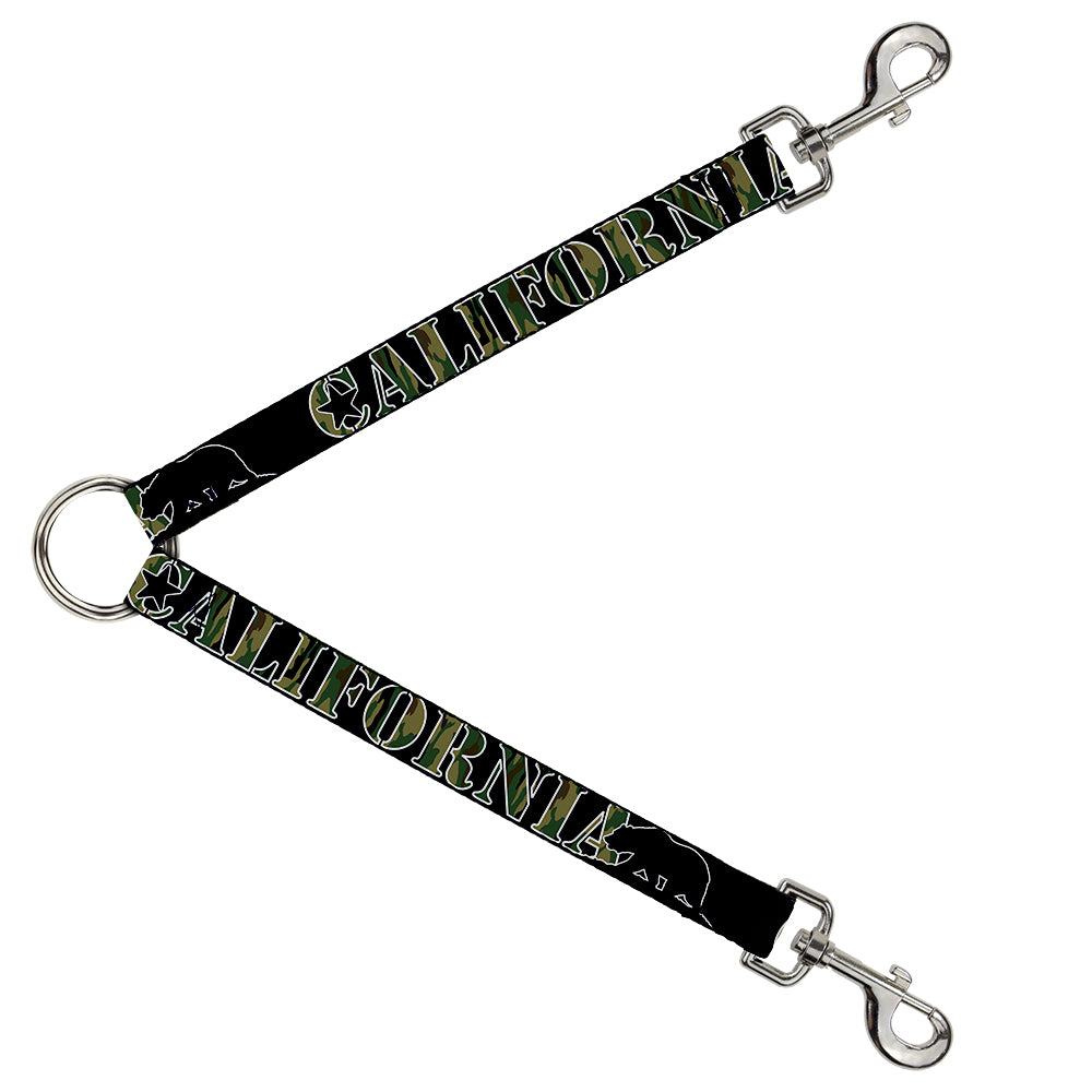 Dog Leash Splitter - CALIFORNIA/Bear Silhouette Black/Camo Olive Dog Leash Splitters Buckle-Down   