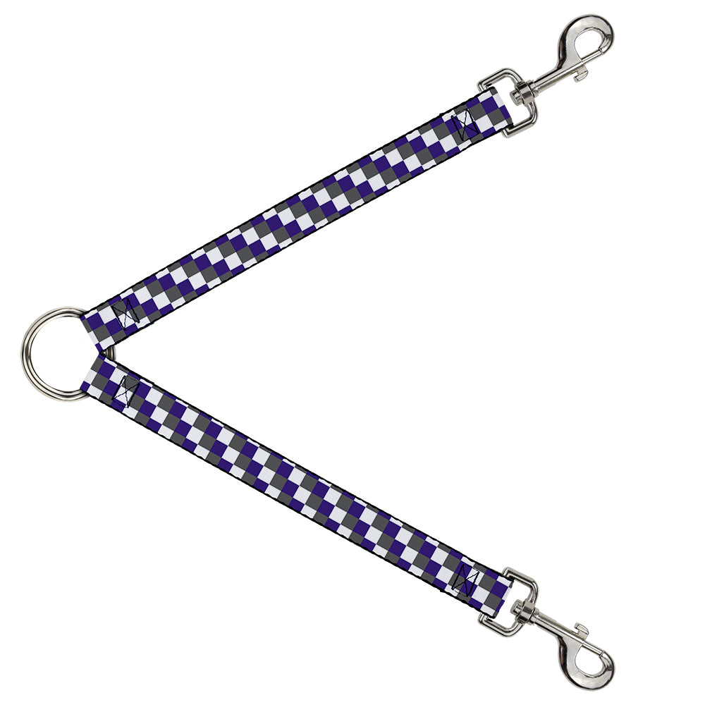 Dog Leash Splitter - Checker Gray/Purple/White Dog Leash Splitters Buckle-Down   
