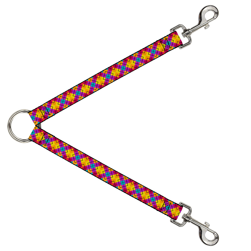 Dog Leash Splitter - Diamond Plaid Orange/Yellow/Blue/Purple/Fuchsia Dog Leash Splitters Buckle-Down   