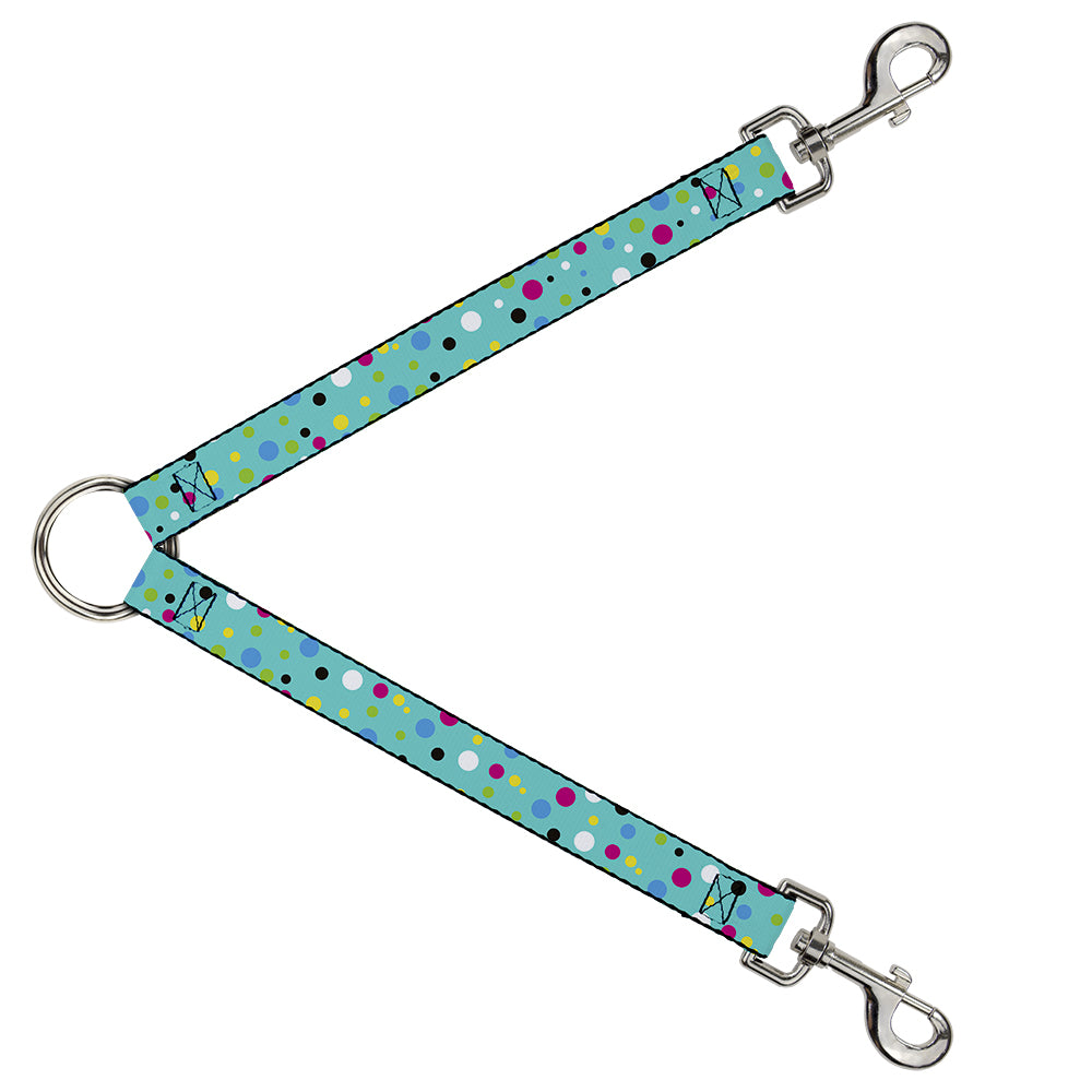 Dog Leash Splitter - Dots Seafoam Green/Multi Pastel Dog Leash Splitters Buckle-Down   