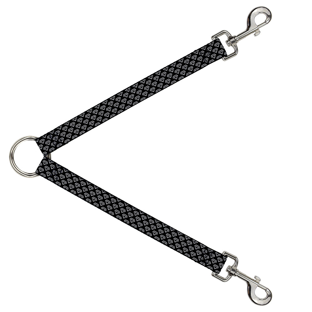 Dog Leash Splitter - Diamonds Diagonal2 Lines Black/White Dog Leash Splitters Buckle-Down   