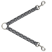 Dog Leash Splitter - Diamond Sugar Skull Stacked Black/Silver Fade/White Dog Leash Splitters Buckle-Down   