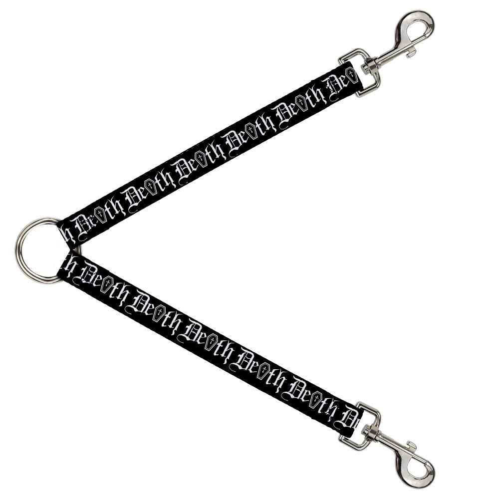 Dog Leash Splitter - DEATH w/Coffin Old English Black/White Dog Leash Splitters Buckle-Down   