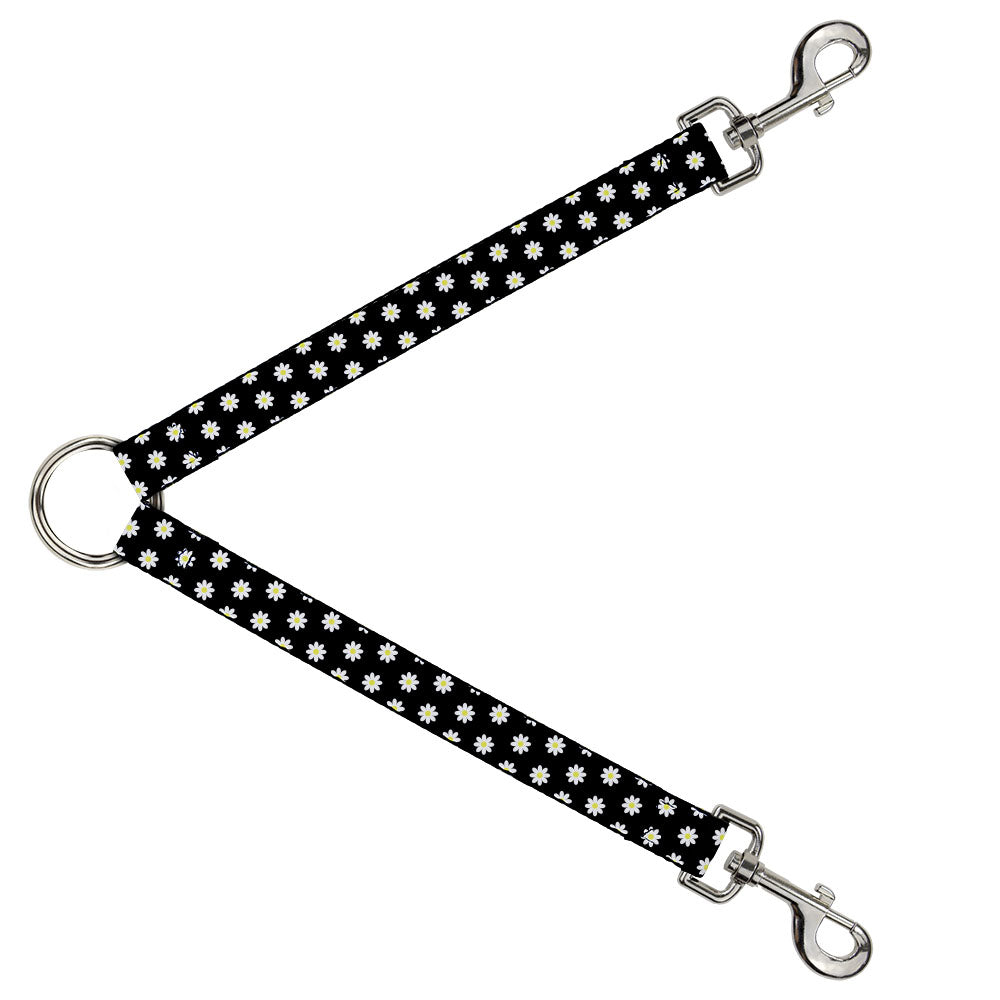 Dog Leash Splitter - Daisies Scattered Black/White/Yellow Dog Leash Splitters Buckle-Down   
