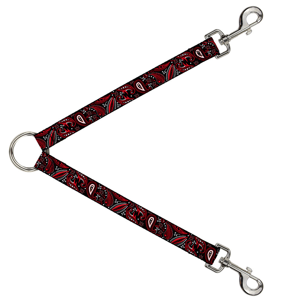 Dog Leash Splitter - Floral Paisley3 Black/Red/Gray/White Dog Leash Splitters Buckle-Down   