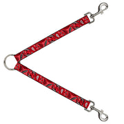 Dog Leash Splitter - Floral Paisley3 Red/Black/Gray/White Dog Leash Splitters Buckle-Down   