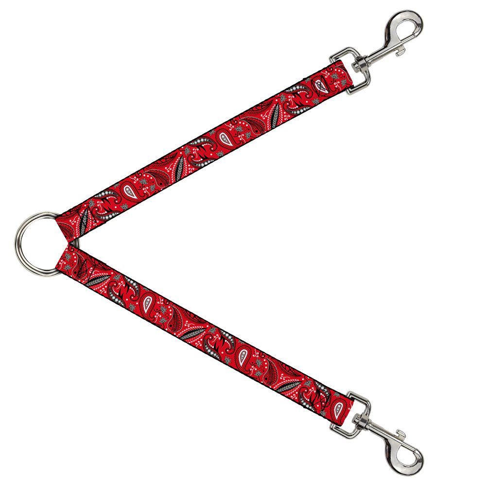 Dog Leash Splitter - Floral Paisley3 Red/Black/Gray/White Dog Leash Splitters Buckle-Down   