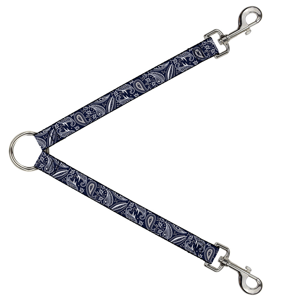 Dog Leash Splitter - Floral Paisley3 Blue/White/Gray Dog Leash Splitters Buckle-Down   