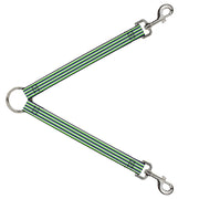 Dog Leash Splitter - Fine Stripes White/Neon Green/Navy Dog Leash Splitters Buckle-Down   