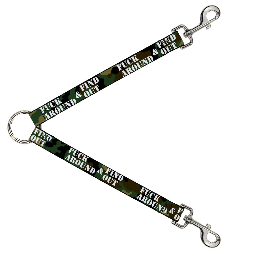 Dog Leash Splitter - FAFO FUCK AROUND & FIND OUT Stencil Camo White Dog Leash Splitters Buckle-Down   