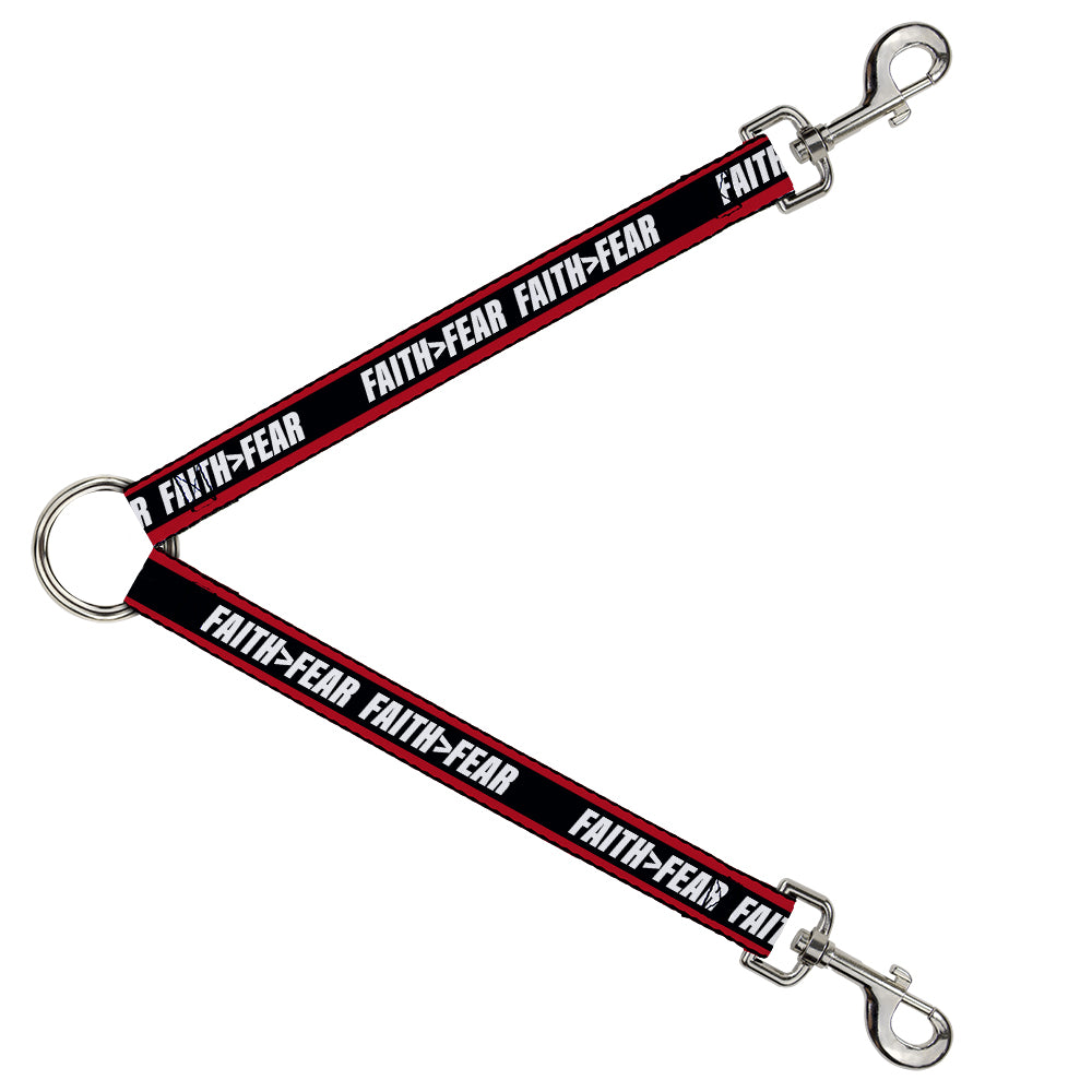 Dog Leash Splitter - FAITH Greater Than FEAR Stripe Red Black White Dog Leash Splitters Buckle-Down   