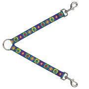 Dog Leash Splitter - Funky Flower Drip Blue/Multi Color Dog Leash Splitters Buckle-Down   
