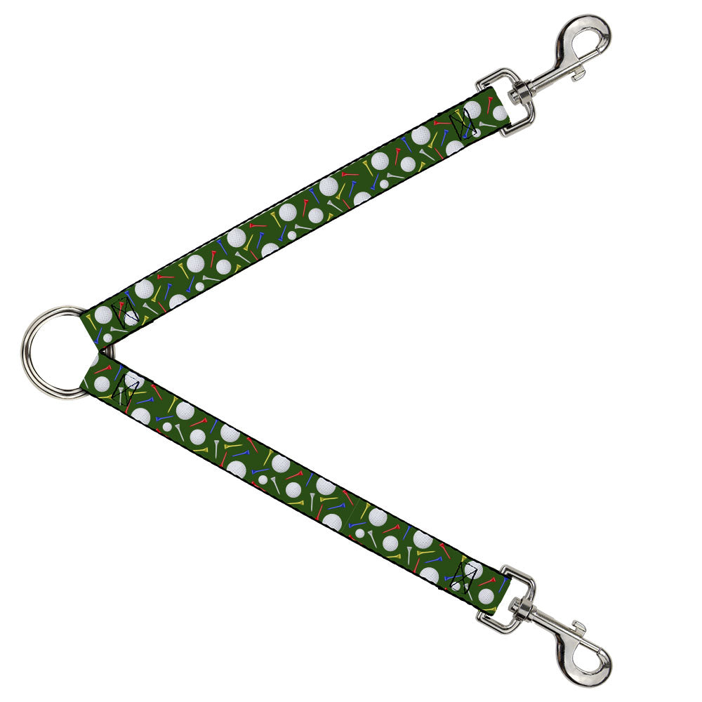 Dog Leash Splitter - Golf Balls/Tees Scattered Green/Multi Color Dog Leash Splitters Buckle-Down   