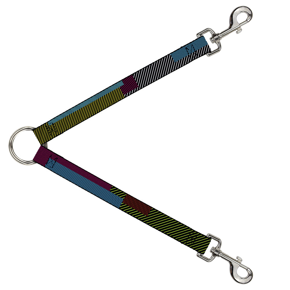 Dog Leash Splitter - Hash Mark Stripe Black/Multi Color Dog Leash Splitters Buckle-Down   