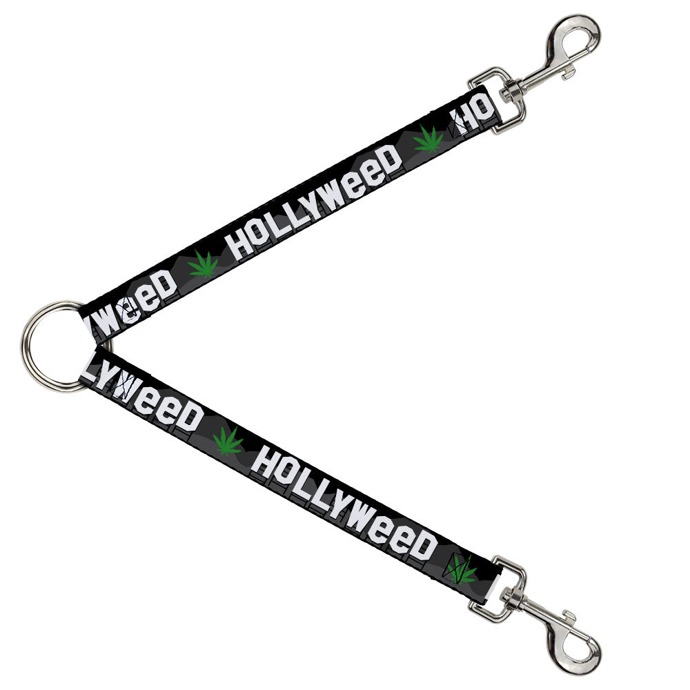 Dog Leash Splitter - HOLLYWEED Sign Skyline/Pot Leaf Black/Grays/White/Green Dog Leash Splitters Buckle-Down   