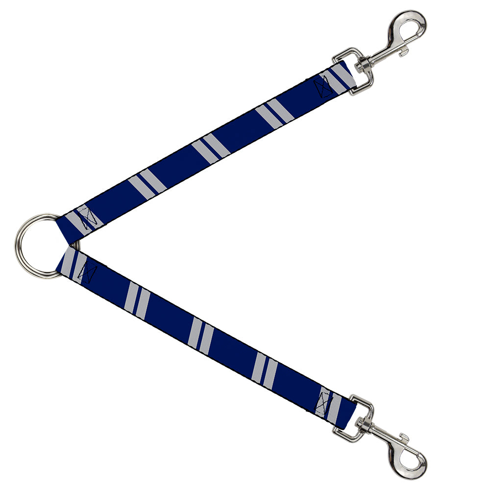 Dog Leash Splitter - Hash Mark Stripe Double Navy/Silver Dog Leash Splitters Buckle-Down   