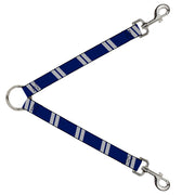 Dog Leash Splitter - Hash Mark Stripe Double Navy/Silver Dog Leash Splitters Buckle-Down   