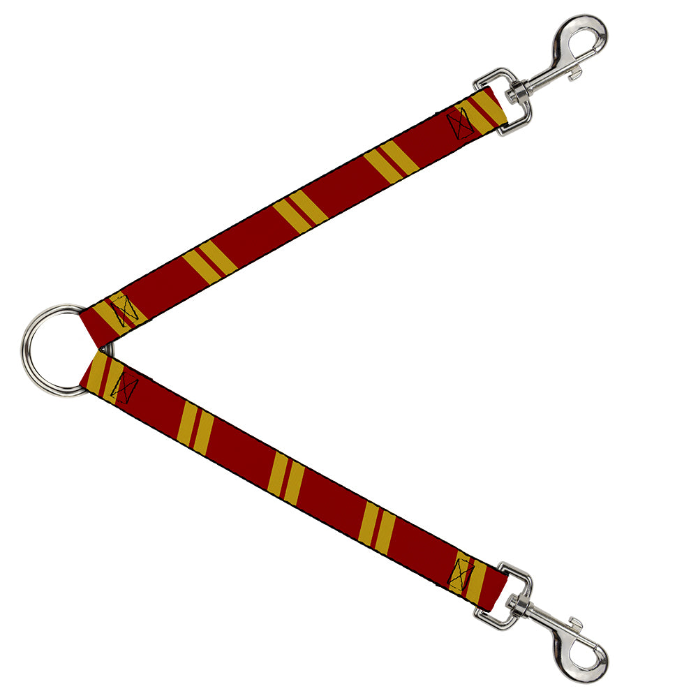 Dog Leash Splitter - Hash Mark Stripe Double Maroon/Gold Dog Leash Splitters Buckle-Down   