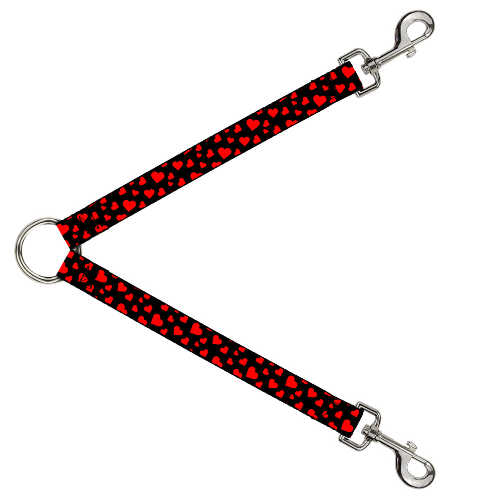 Dog Leash Splitter - Hearts Scattered Black/Red Dog Leash Splitters Buckle-Down   
