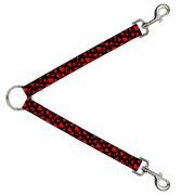 Dog Leash Splitter - Hearts Scattered Black/Red Dog Leash Splitters Buckle-Down   