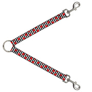 Dog Leash Splitter - Hearts Scattered/Stripe White/Black/Red Dog Leash Splitters Buckle-Down   