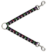 Dog Leash Splitter - Happy Mushrooms with Stars Black Multi Color Dog Leash Splitters Buckle-Down   