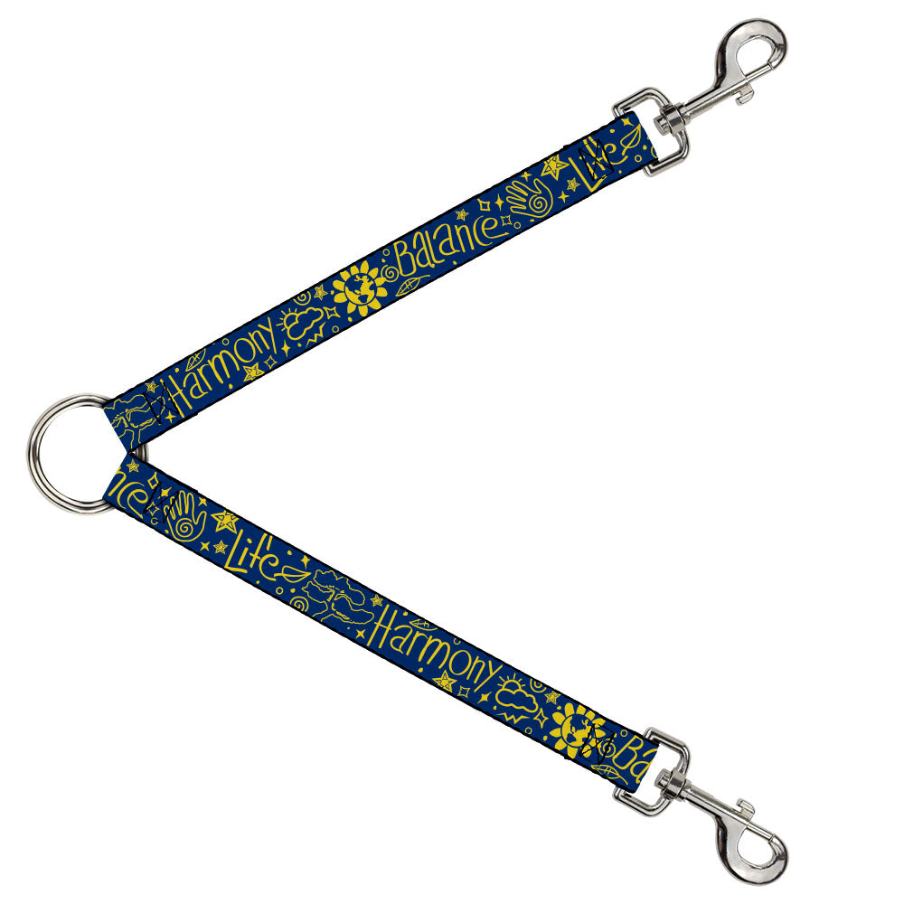 Dog Leash Splitter - HARMONY BALANCE LIFE Icons Collage Blue/Yellow Dog Leash Splitters Buckle-Down   