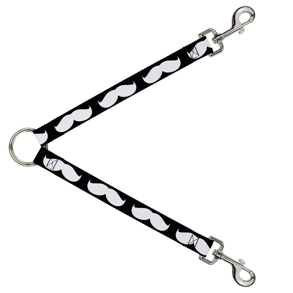 Dog Leash Splitter - Mustache Black/White Dog Leash Splitters Buckle-Down   
