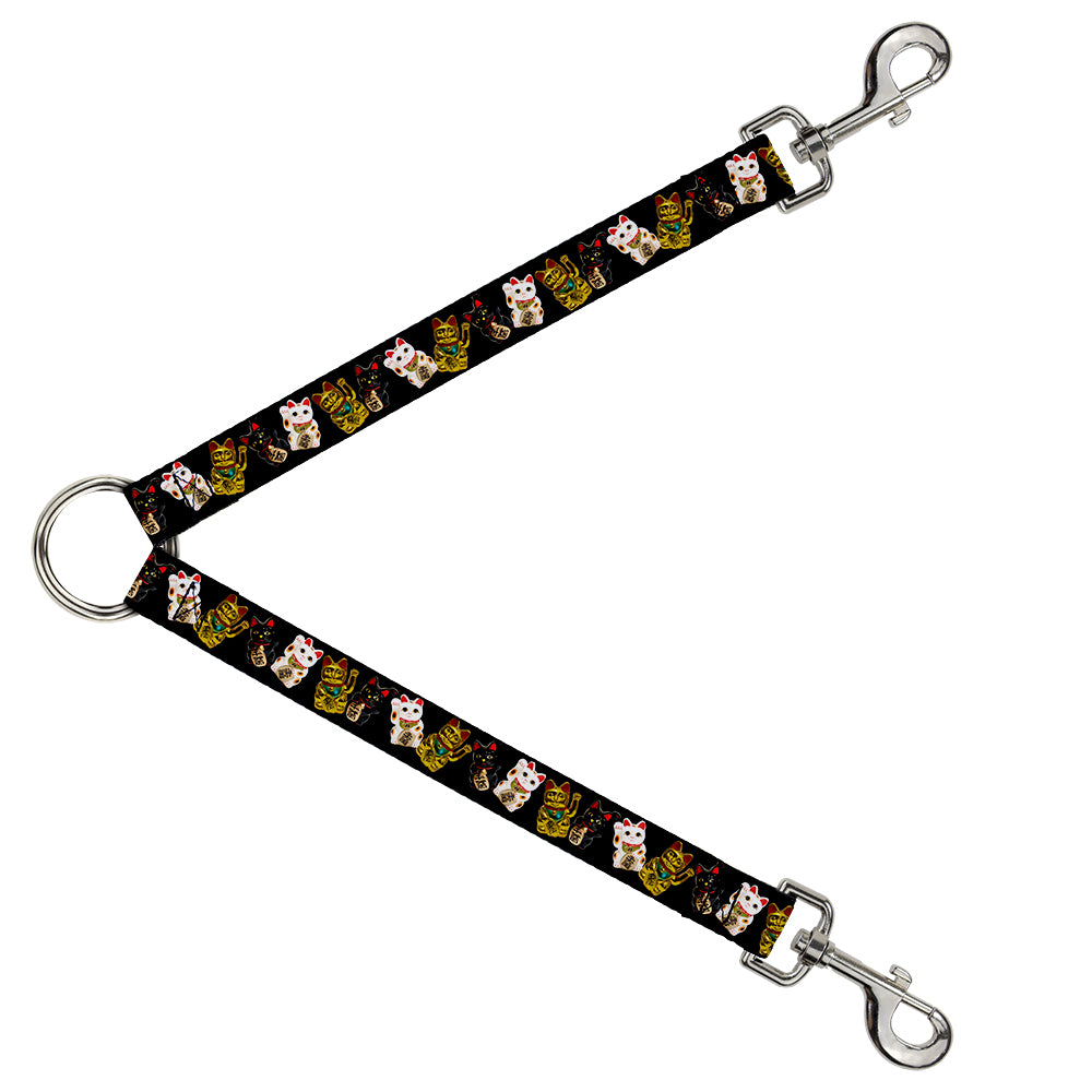 Dog Leash Splitter - Maneki Neko Lucky Cats Gold/Black/White Dog Leash Splitters Buckle-Down   