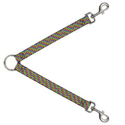 Dog Leash Splitter - Mustache Monogram Black/Fuchsia/Turquoise/Yellow Dog Leash Splitters Buckle-Down   