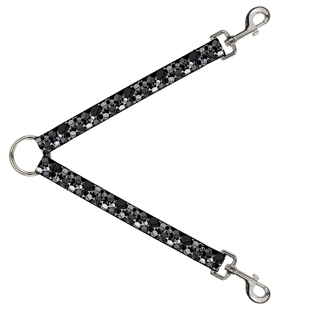 Dog Leash Splitter - Multi Top Skulls Stacked Blak/Gray/White Dog Leash Splitters Buckle-Down   