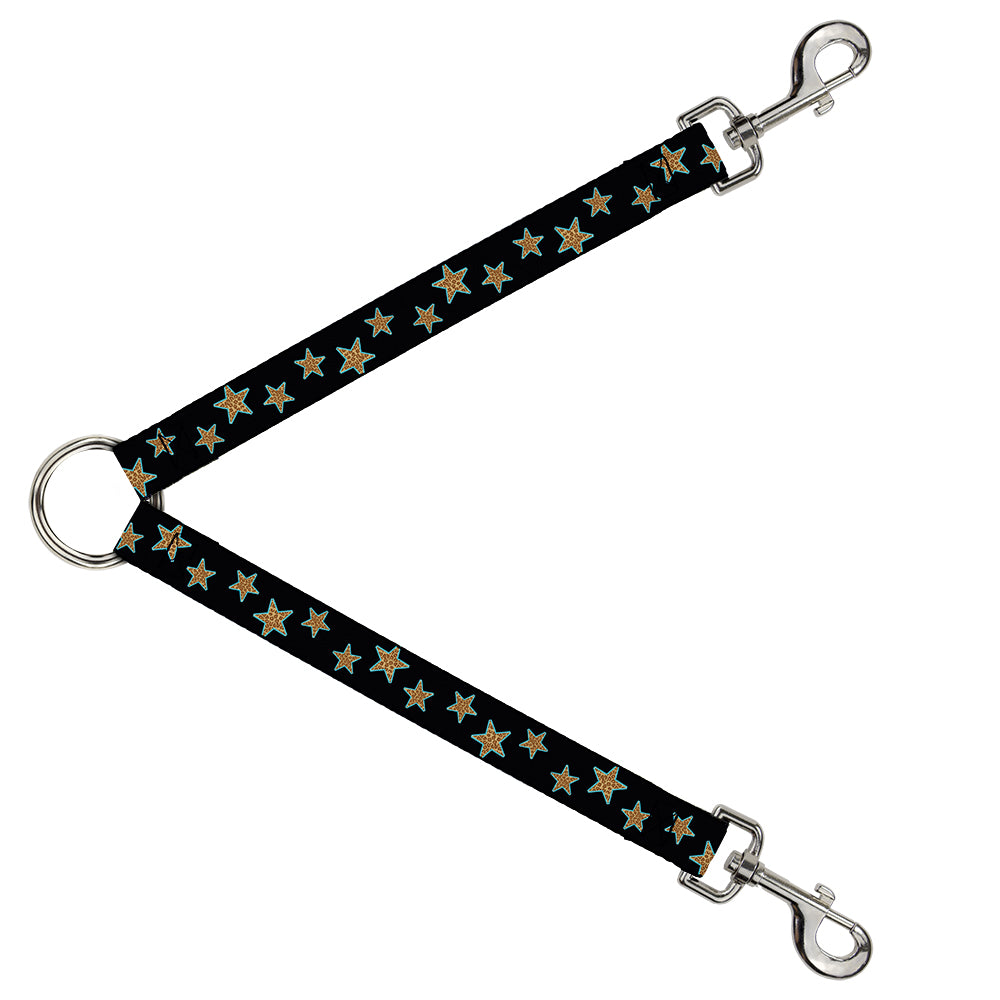 Dog Leash Splitter - Multi Stars Black/Leopard/Baby Blue Outline Dog Leash Splitters Buckle-Down   