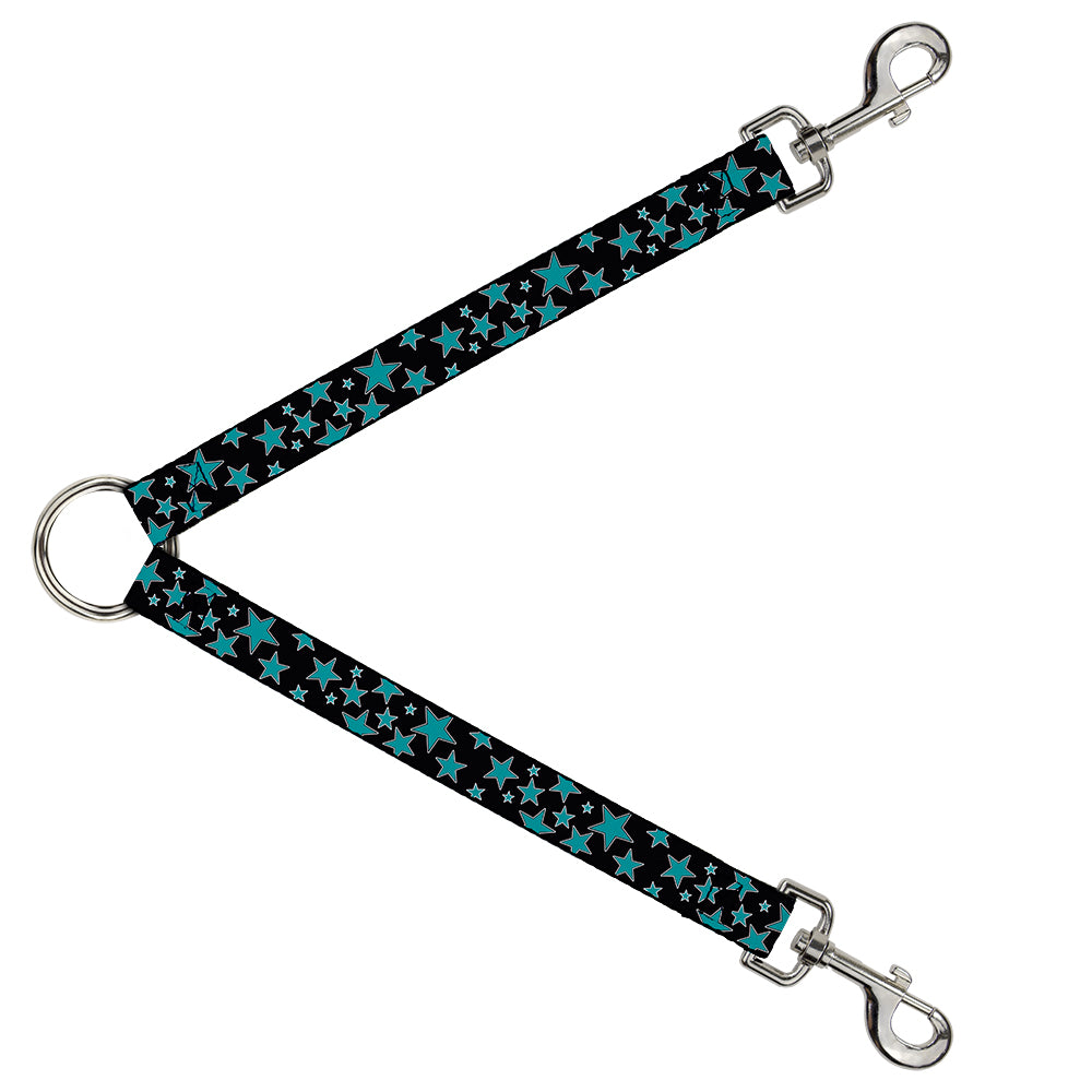 Dog Leash Splitter - Multi Stars Black/Turquoise Dog Leash Splitters Buckle-Down   