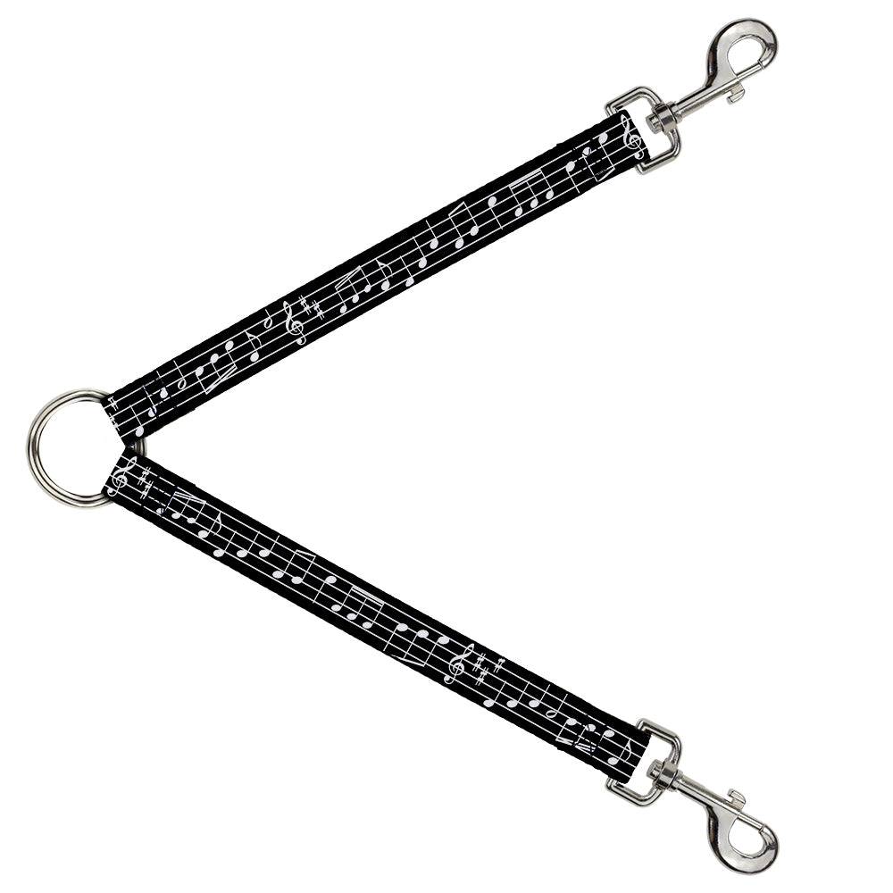 Dog Leash Splitter - Music Notes Black/White Dog Leash Splitters Buckle-Down   