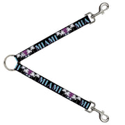 Dog Leash Splitter - MIAMI/Palm Trees Black/White/Pink//Teal Dog Leash Splitters Buckle-Down   