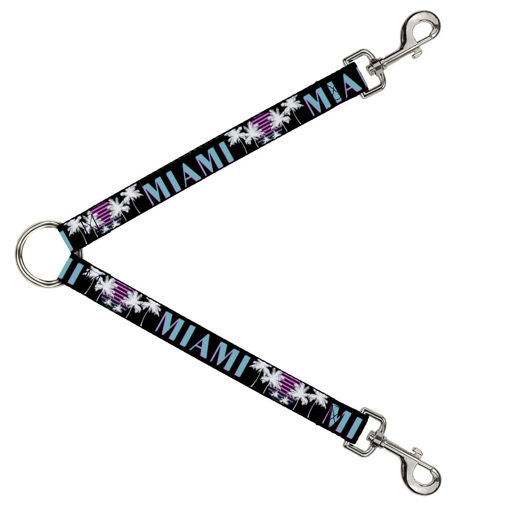 Dog Leash Splitter - MIAMI/Palm Trees Black/White/Pink//Teal Dog Leash Splitters Buckle-Down   