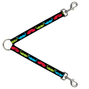 Dog Leash Splitter - Mustaches-4 Black/Multi Color Dog Leash Splitters Buckle-Down   