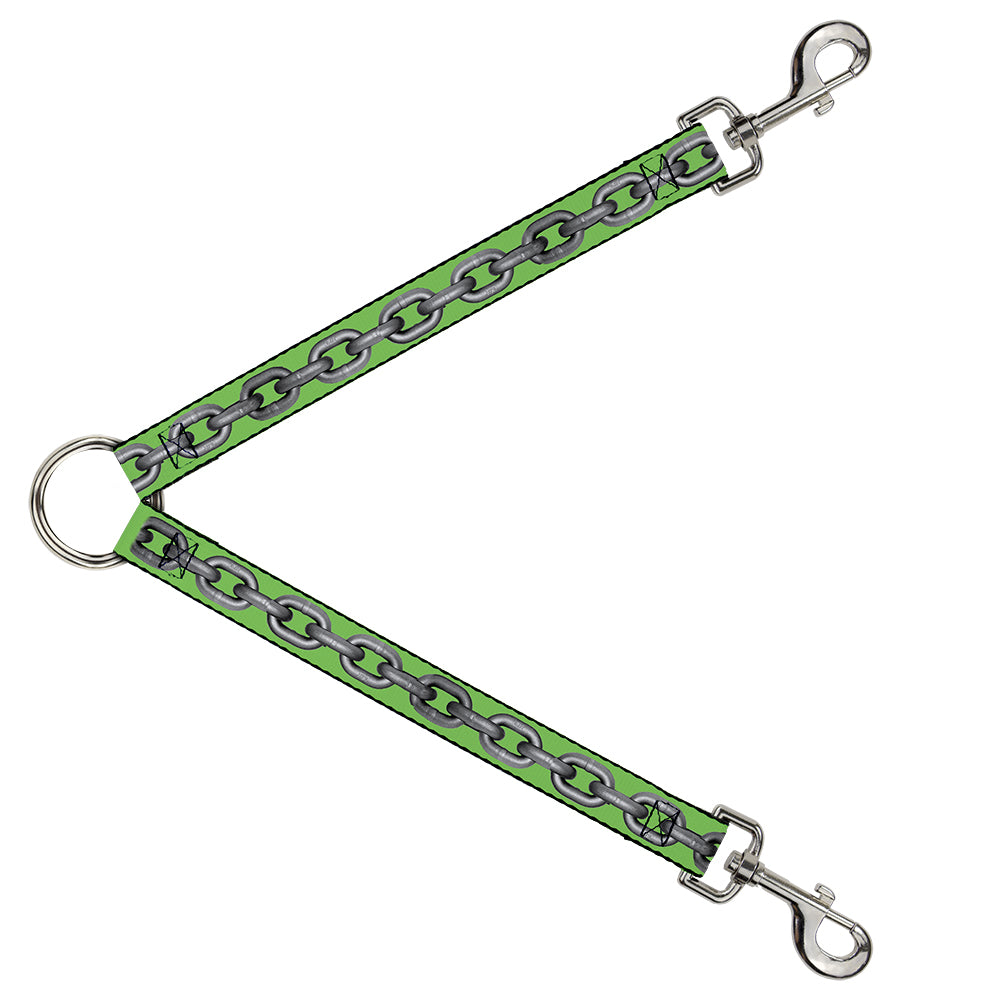 Dog Leash Splitter - Metal Chain Green/Gray Dog Leash Splitters Buckle-Down   