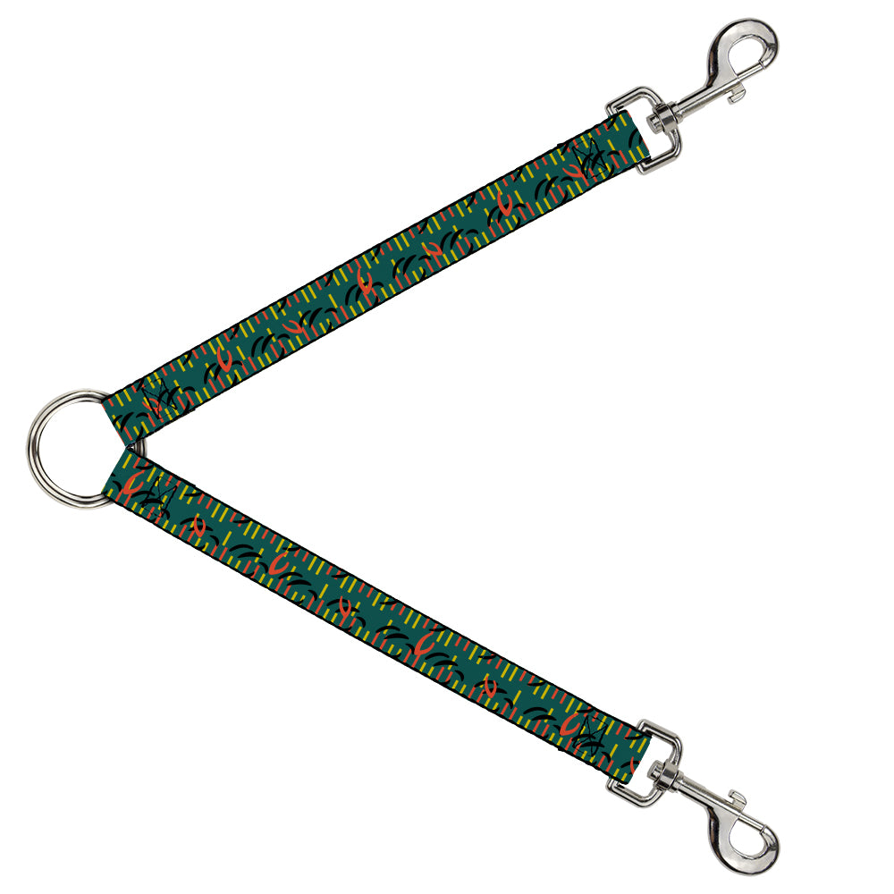 Dog Leash Splitter - MCO Orlando International Airport Carpet Teal Orange Yellow Black Dog Leash Splitters Buckle-Down   