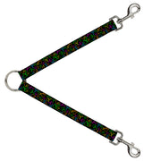 Dog Leash Splitter - Mushroom Outline Scattered Black Multi Neon Dog Leash Splitters Buckle-Down   