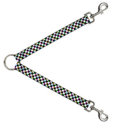 Dog Leash Splitter - Mushrooms Scattered Checker Black White Multi Neon Dog Leash Splitters Buckle-Down   