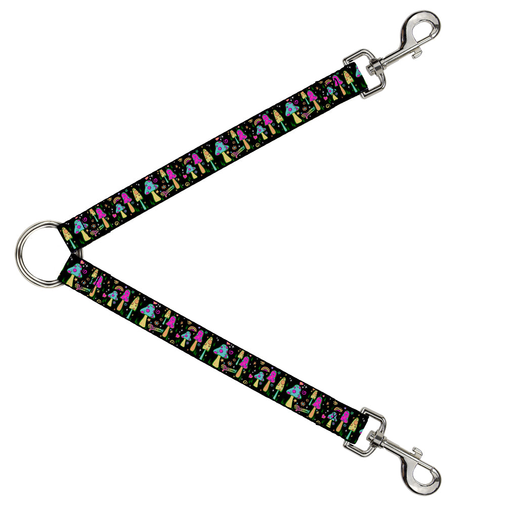 Dog Leash Splitter - Mushroom SHROOMY Garden Black Multi Color Dog Leash Splitters Buckle-Down   
